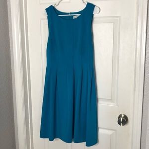 Calvin Klein Aqua Blue Pleated Dress with Pockets